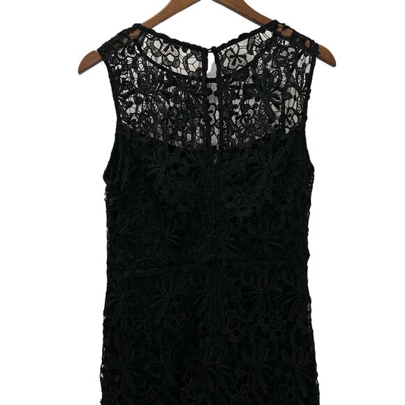 Bisou Bisou Black Lace Overlay Sheath Dress Sleeveless Midi Size 10 - Picture 7 of 13